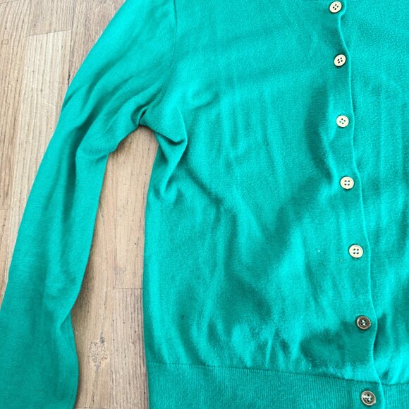J CREW COTTON CARDIGAN TOP SWEATER GOLD BUTTONS S GREEN - Picture 3 of 8